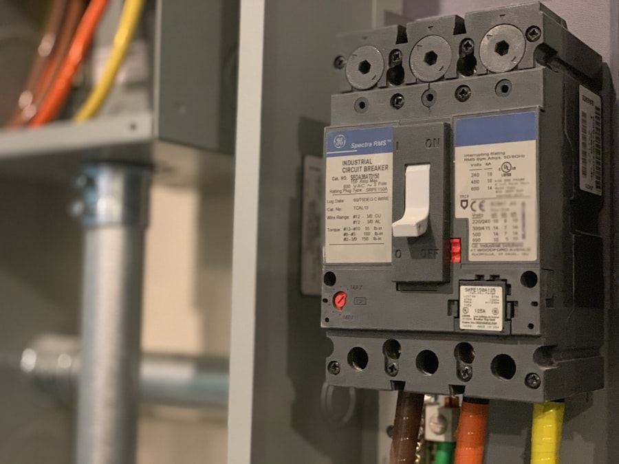 Close-up of an electrical breaker panel