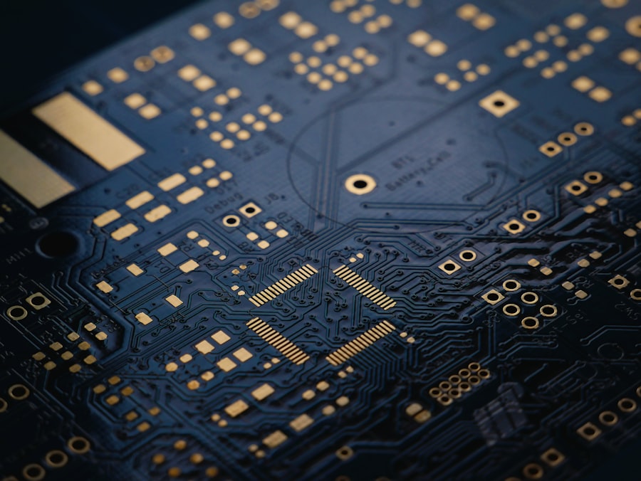 Macro shot of a printed circuit board